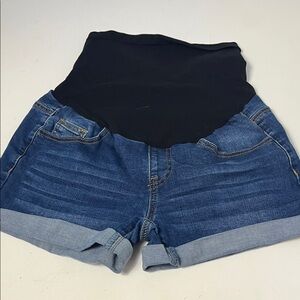 Amazon Medium Maternity Cuffed Denim Jean Shorts